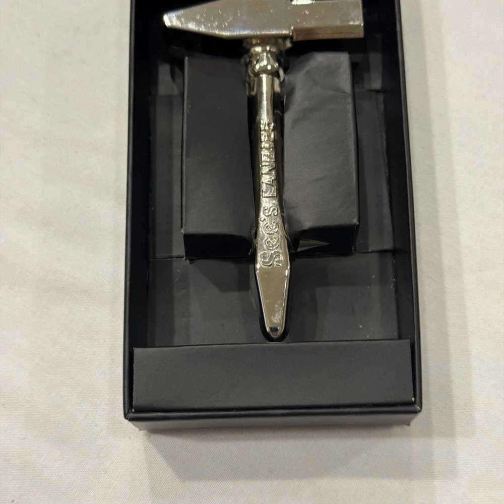 See's Candies Anvil Hammer Nut Cracker Silver Tone Novelty w/ Box‎ (No Lid)